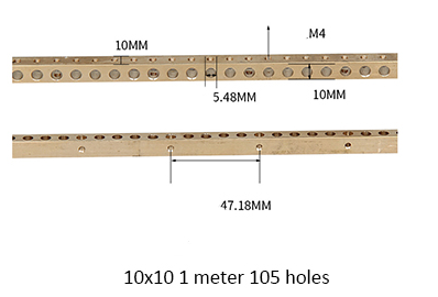 10x10 Brass Earth Bars 1 meter 105 holes