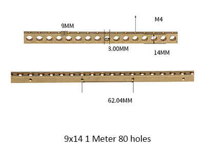 9x14 Copper Earth Block 1 meter 80 holes