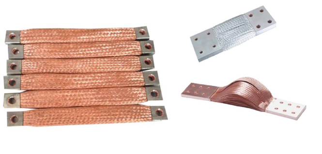 Flat copper braided busbar shunt connector